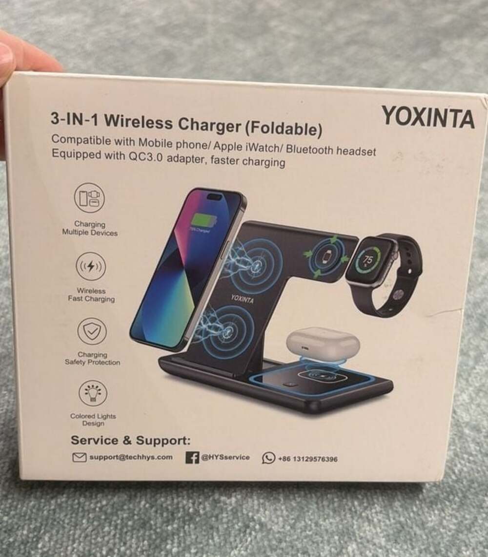 YOXINTA 3-In-1 Foldable Wireless Charging Station iPhone, Apple Watch,AirPods
